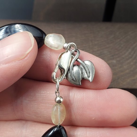 8 Inch Sterling Silver Black And Yellow Semi Precious Stones Bracelet - Picture 3 of 6